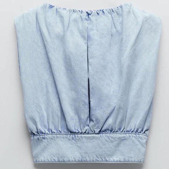 Draped denim top - Picture 2 of 4